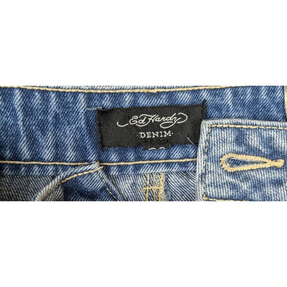 Ed Hardy “Love Etern” Painted Heart Design Denim Cut Off Shorts Women 30 NWT! - Picture 8 of 12